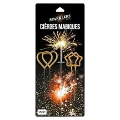 Accessoire de Décoration pour Gateaux Anniversaire Cierge magique Chiffre 1 + 2 Cierges Magiques Forme Coeur + 2 Cierges magiques Forme Etoile