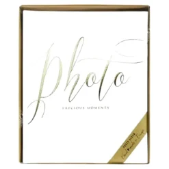 Album photo blanc avec inscription doré