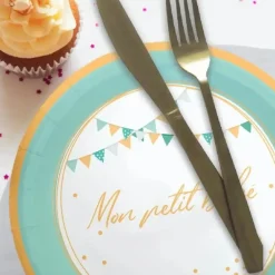 Assiette Bleu "Mon petit bébé" - Lot de 6