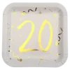 Assiette carré Blanc/Or 20 ans (Lot de 10)