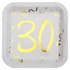 Assiette carré Blanc/Or 30 ans (Lot de 10)