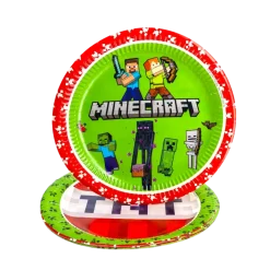 Assiette en carton Minecraft ø23cm - Lot de 8