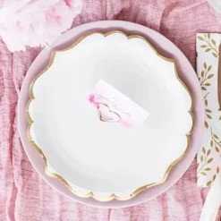 Assiette en papier blanche bord dorée (Lot de 6)