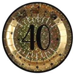 Assiette en papier Or 40 ans (lot de 10)
