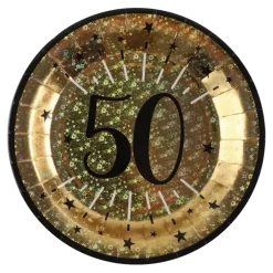 Assiette en papier Or 50 ans (lot de 10)