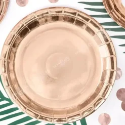 Assiette en papier ronde or rose ø23cm (Lot de 6)