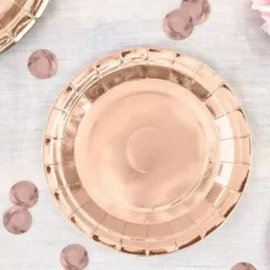Assiette en papier ronde or rose ø18cm (Lot de 6)
