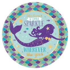 Assiette en papier ronde Sirène Let's Shellebrate (Lot de 8)