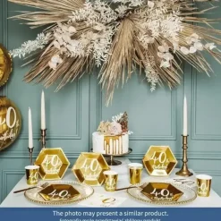 Assiette en papier 40th Birtdhay doré (Lot de 6)
