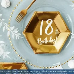 Assiette en papier 18th Birthday doré (Lot de 6)