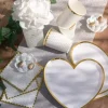 Assiette Forme Coeur Blanc/Or (Lot de 10)