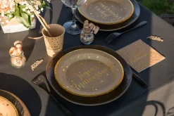Assiette Joyeux Anniversaire Kraft (lot de 10)