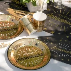 Assiette Joyeux Anniversaire Or (lot de 10)