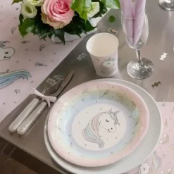 Assiette Licorne Rose (Lot de 10)