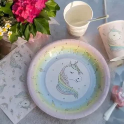 Assiette Licorne Rose (Lot de 10)