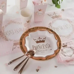 Assiette Princesse Or Rose (lot de 10)
