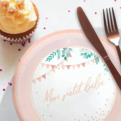 Assiette Rose "Mon petit bébé" - Lot de 6