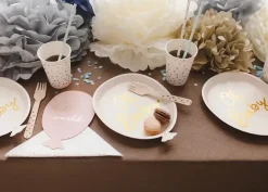 Assiettes d'anniversaire Oh Baby 17,5 x 22 cm – lot de 6 assiettes en papier pour baby shower et naissance