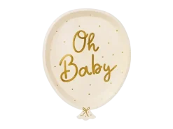Assiettes d'anniversaire Oh Baby 17,5 x 22 cm – lot de 6 assiettes en papier pour baby shower et naissance