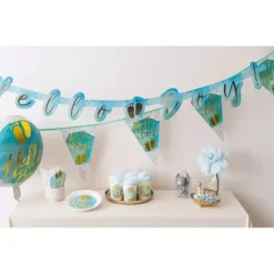 Assiettes en carton "Hello Boy" bleues (lot de 10)