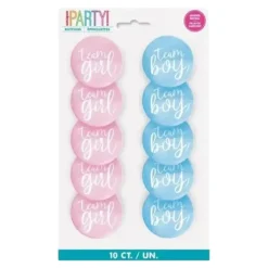 10 Badges Team Girl / Team Boy - Goodies Gender Reveal