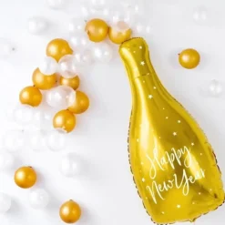 Ballon Aluminium Bouteille - Happy New Year - Or - 32x82cm