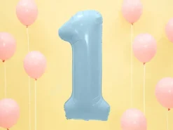 Ballon aluminium chiffre 1 bleu clair 86 cm – ballon géant anniversaire et décoration de fête