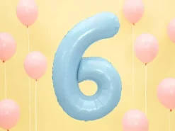 Ballon Aluminium Chiffre 6 Bleu Clair 86 cm – Ballon Mylar Anniversaire
