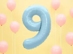 Ballon Aluminium Chiffre 9 Bleu Clair 86 cm – Ballon Mylar Anniversaire