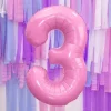 Ballon aluminium chiffre 3 rose pastel 86 cm – ballon géant anniversaire et décoration de fête