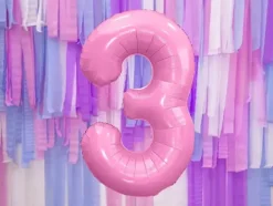 Ballon aluminium chiffre 3 rose pastel 86 cm – ballon géant anniversaire et décoration de fête