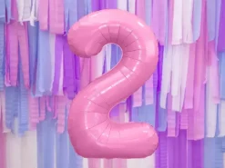 Ballon aluminium chiffre 2 rose pastel 86 cm – ballon géant anniversaire et décoration de fête