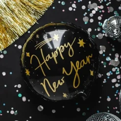 Ballon Aluminium - HAPPY NEW YEAR - Noir & Or - 45cm