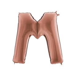 Ballon aluminium lettre M Or Rose 102cm