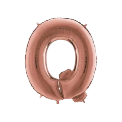 Ballon aluminium lettre Q Or Rose 102cm