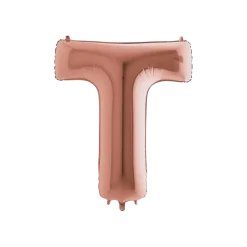 Ballon aluminium lettre T Or Rose 102cm