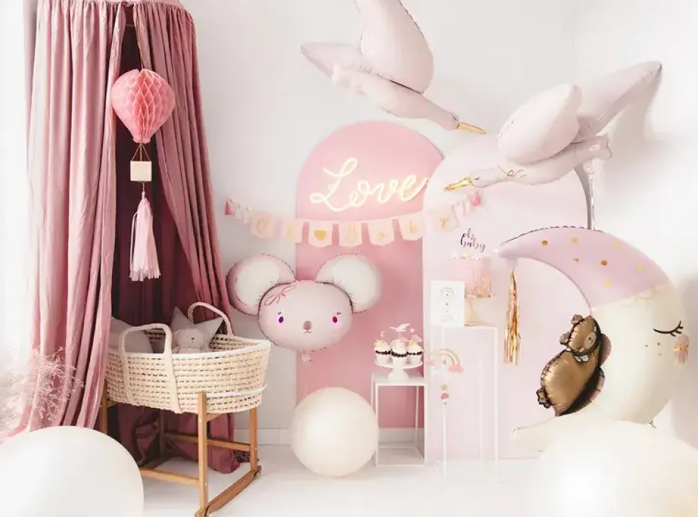 Ballon aluminium Ours assis sur la lune 86 cm – ballon géant pour baby shower et naissance