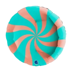 Ballon Aluminium Sucette Or Rose et Turquoise 46cm