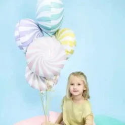 Ballon Aluminium Sucette Rose et Blanc 45cm