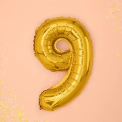 Ballon anniversaire chiffre 9 Or 35cm
