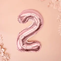 Ballon anniversaire chiffre 2 Or Rose 35cm