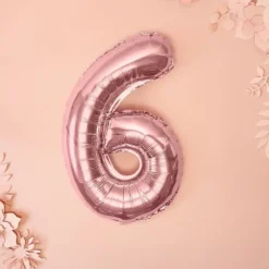 Ballon anniversaire chiffre 6 Or Rose 35cm