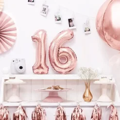 Ballon anniversaire chiffre 6 Or Rose 35cm