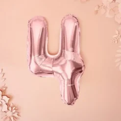 Ballon anniversaire chiffre 4 Or Rose 35cm