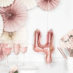 Ballon anniversaire chiffre 4 Or Rose 35cm