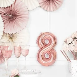 Ballon anniversaire chiffre 8 Or Rose 35cm