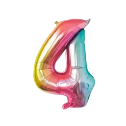 Ballon anniversaire chiffre 4 Rainbow 86cm