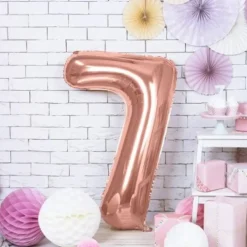 Ballon anniversaire chiffre 7 Or Rose 86cm