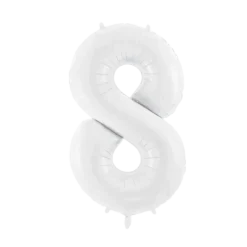Ballon anniversaire chiffre 8 Blanc 86 cm