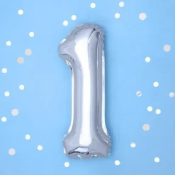 Ballon Anniversaire Chiffre 1 Argent 35cm